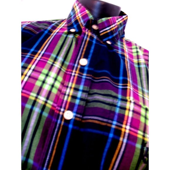 Chaps Blue/Green/Purple Cotton/Polyester Long Sleeve Shirt Men's Size Medium - Picture 9 of 14